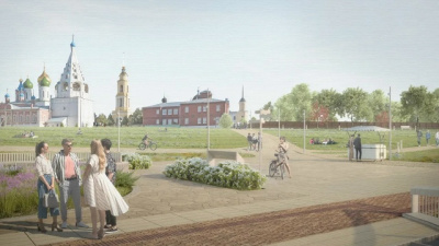 В Коломне продолжается благоустройство сквера "Блюдечко"