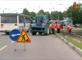 На площади Советской начался ремонт трамвайных путей