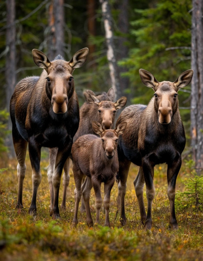 В Луховицах обнаружили семейство лосей