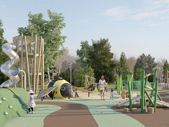 В парке 50-летия Октября закладывают основу для дорожек