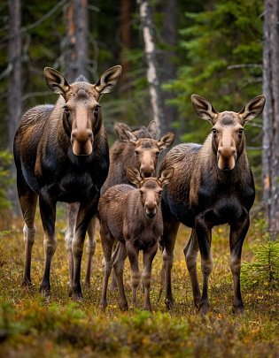 В Луховицах обнаружили семейство лосей