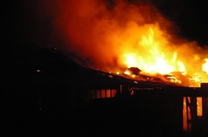 Сегодня ночью в Луховицах сгорела баня
