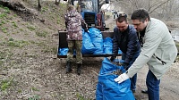 Волонтёры убрали мусор на берегу Репинского пруда